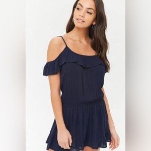 Brand new Forever 21 Cold Shoulder Navy Blue Romper size L